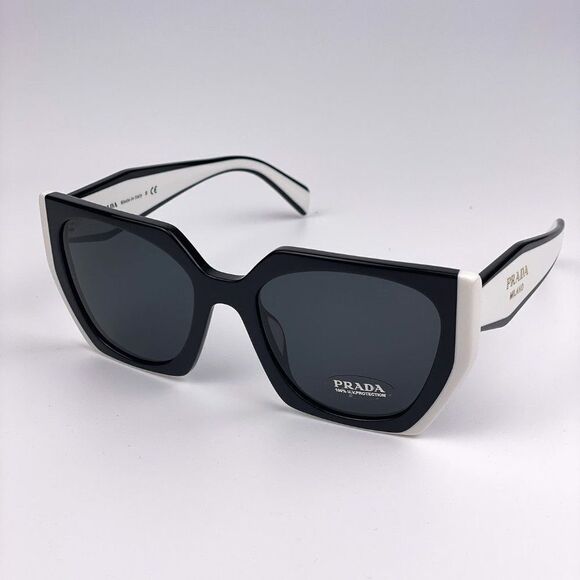 NEW Prada PR15WS 09Q5S0 Black White Dark Gray Square Women Sunglasses main image 5